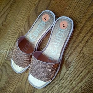 Juicy Couture rose gold slide sandals Sz 7